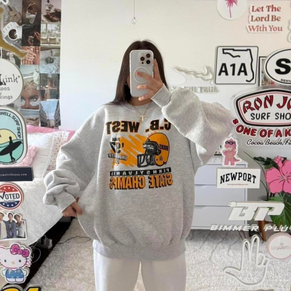 Grey and yellow vintage‎ 90s G.B. West football sweatshirt football